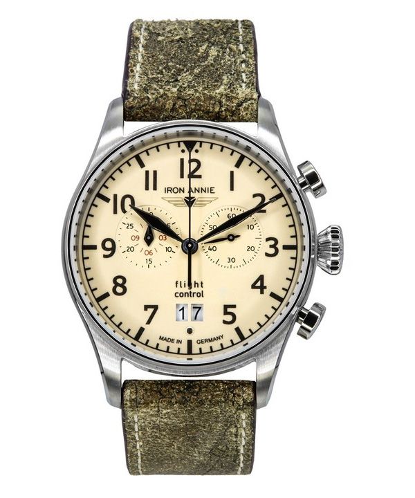 Iron Annie Flight Control Chronograph Leather Strap Beige Full Luminous Dial Automatic 51865 Men's Watch 1 Iron Annie Flight Control Chronograph Leather Strap Beige Full Luminous Dial Automatic 51865 Men's Watch