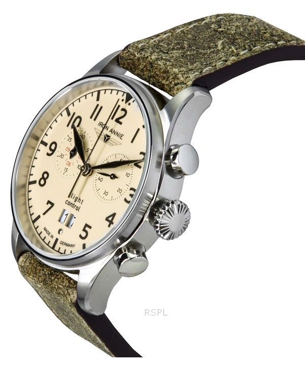 Iron Annie Flight Control Chronograph Leather Strap Beige Full Luminous Dial Automatic 51865 Men's Watch 3 Iron Annie Flight Control Chronograph Leather Strap Beige Full Luminous Dial Automatic 51865 Men's Watch