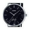 Casio Standard Analog Black Leather Strap Marble Inspired Black Dial Quartz MTP-VT01LM-1A Men's Watch