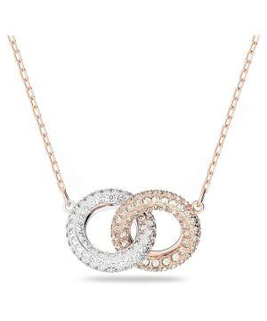 Swarovski Dextera Clear Crystals And Rose Gold Tone Plated Intertwined Circles Necklace 5414999 For Women