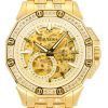 Bulova Octava Crystal Accents Stainless Steel Skeleton Gold Dial Automatic 98A292 Men's Watch