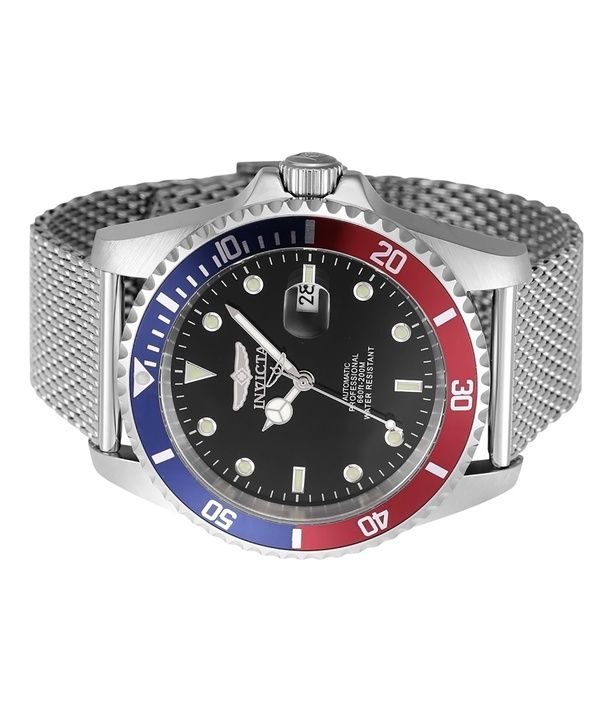Invicta Pro Diver Stainless Steel Blue And Red Pepsi Bezel Black Dial Automatic Divers 47965 200M Mens Watch - Image 3