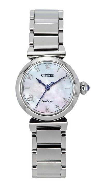 Citizen L Mae Diamond Accents Stainless Steel Mother Of Pearl Dial Eco Drive EM1130 83D Womens Watch