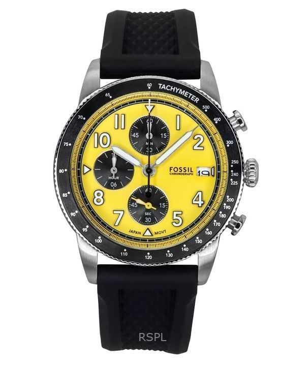 Fossil Sport Tourer Chronograph Silicone Strap Yellow Dial Quartz FS6044 Men's Watch 1 Fossil Sport Tourer Chronograph Silicone Strap Yellow Dial Quartz FS6044 Men's Watch