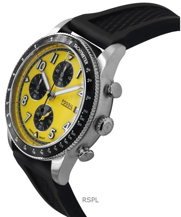 Fossil Sport Tourer Chronograph Silicone Strap Yellow Dial Quartz FS6044 Men's Watch 3 Fossil Sport Tourer Chronograph Silicone Strap Yellow Dial Quartz FS6044 Men's Watch