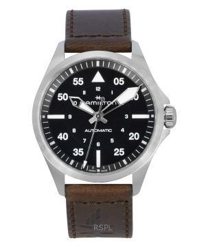 Hamilton Khaki Aviation Pilot Leather Strap Black Dial Automatic H76305530 100M Men's Watch