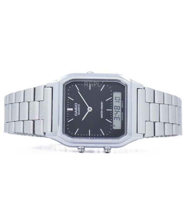 Refurbished Casio Youth Analog Digital Stainless Steel Black Dial Quartz AQ-230A-1DHDF Unisex Watch