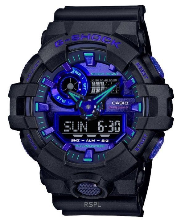 Refurbished Casio G-Shock Analog Digital Resin Strap Blue Dial Quartz GA-700VB-1A 200M Men's Watch