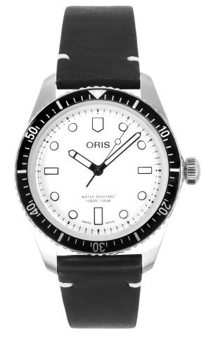 Oris Social Club Singapore Leather Strap White Dial Automatic 01-733-7707-4051-OSC-SGP-Set 100M Men's Watch