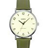 Casio Standard Analog Green Leather Strap White Dial Quartz MTP-VT03L-7B Men's Watch