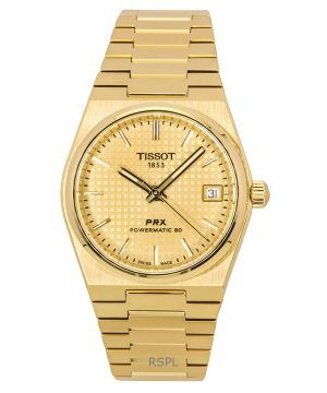 Tissot PRX Powermatic 80 Gold Tone Stainless Steel Champagne Dial Automatic T137.207.33.021.00 100M Women's Watch