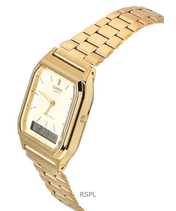 Refurbished Casio Analog Digital Gold Dial Quartz AQ-230GA-9DMQYES Men's Watch