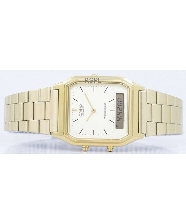 Refurbished Casio Analog Digital Gold Dial Quartz AQ-230GA-9DMQYES Men's Watch