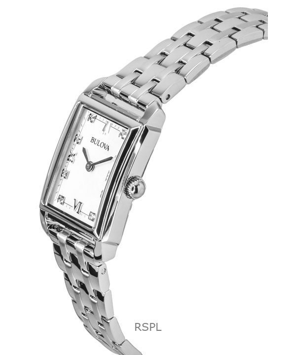 Bulova Sutton Classic Diamond Stainless Steel Mother Of Pearl Dial Quartz 96P244 Womens Watch