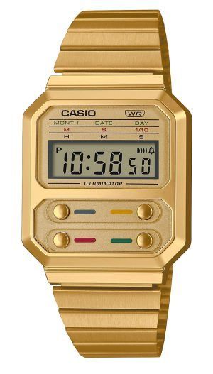 Casio Youth Vintage Stainless Steel Digital A100WEG-9A A100WEG-9 Womens Watch