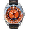 AVI-8 Hawker Hunter Atlas GMT Orangish Red Leather Strap Orange Dial Automatic AV-4122-06 Mens Watch