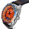 AVI-8 Hawker Hunter Atlas GMT Orangish Red Leather Strap Orange Dial Automatic AV-4122-06 Mens Watch