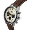 Casio Edifice Analog Chronograph Leather Strap Cream Dial Quartz EFR-575L-7A 100M Mens Watch