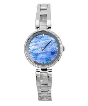 Citizen Eco-Drive Stainless Steel Beginning Blue Mother of Pear Dial EM0801-85N Womens Watch