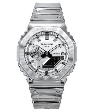 Casio G-Shock G-Steel Fine Metallic Tough Silicone Strap Grey Dial Quartz GM-2100YM-8A 200M Mens Watch