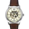 Fossil Heritage Brown Leather Strap Cream Skeleton Dial Automatic ME3264 Mens Watch