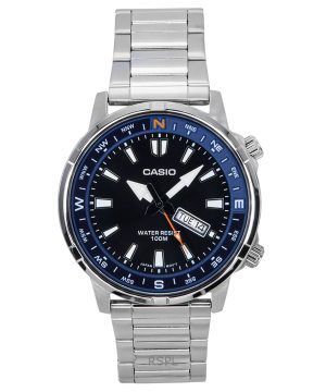 Casio Standard Analog Stainless Steel Black Dial Quartz MTD-130D-1A2V 100M Men's Watch