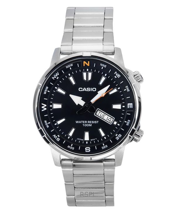 Casio Standard Analog Stainless Steel Black Dial Quartz MTD-130D-1A4V 100M Men's Watch