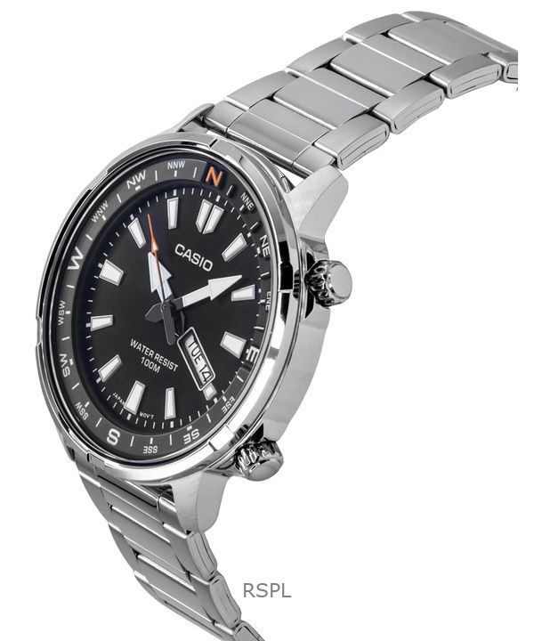 Casio Standard Analog Stainless Steel Black Dial Quartz MTD-130D-1A4V 100M Men's Watch