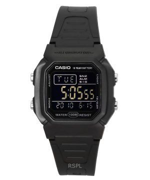 Casio Digital Black Dual Time Resin Strap Quartz W-800H-1BV 100M Men's Watch