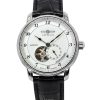 Zeppelin Friedrichshafen Leather Strap Silver Open Heart Dial Automatic 85664 Mens Watch