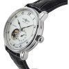 Zeppelin Friedrichshafen Leather Strap Silver Open Heart Dial Automatic 85664 Mens Watch