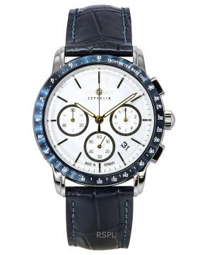 Zeppelin New York Chronograph Leather Strap White Dial Quartz 88781 Mens Watch