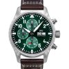 IWC Pilots Chronograph Leather Strap Green Dial Automatic IW378005 100M Mens Watch