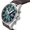 IWC Pilots Chronograph Leather Strap Green Dial Automatic IW378005 100M Mens Watch