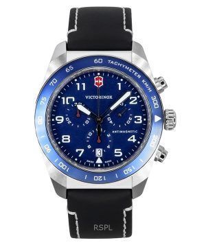 Victorinox Swiss Army Chronograph Leather Strap Blue Dial Quartz 242047 100M Men's Watch