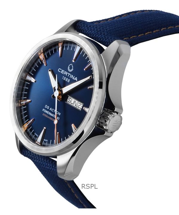 Certina DS Action Day Date Synthetic Strap Blue Dial Automatic Diver's C032.430.18.041.01 200M Men's Watch