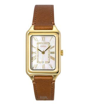 Fossil Raquel Brown Leather Strap White Mother Of Pearl Dial Quartz ES5307 Women's Watch