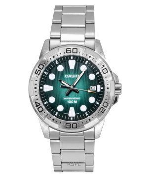 Casio Standard Analog Stainless Steel Green Dial Quartz MTD-140D-3AV 100M Men's Watch