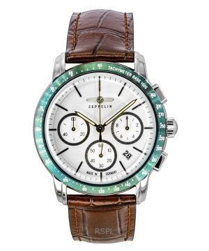 Zeppelin New York Chronograph Leather Strap White Dial Quartz 88784 Men's Watch