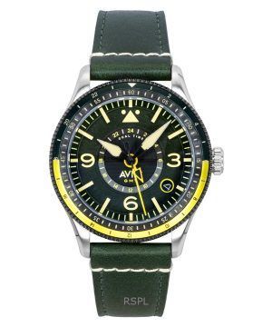 AVI-8 Flyboy Airmaster GMT Fuselage Green Leather Strap Green Dial Automatic AV-4128-03 Men's Watch