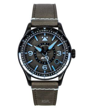 AVI-8 Flyboy Airmaster GMT Leather Strap Grey Dial Automatic AV-4128-05 Men's Watch