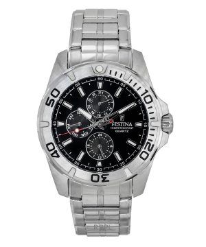 Festina Multifunction Stainless Steel Black Dial Quartz F20445-3 100M Men's Watch