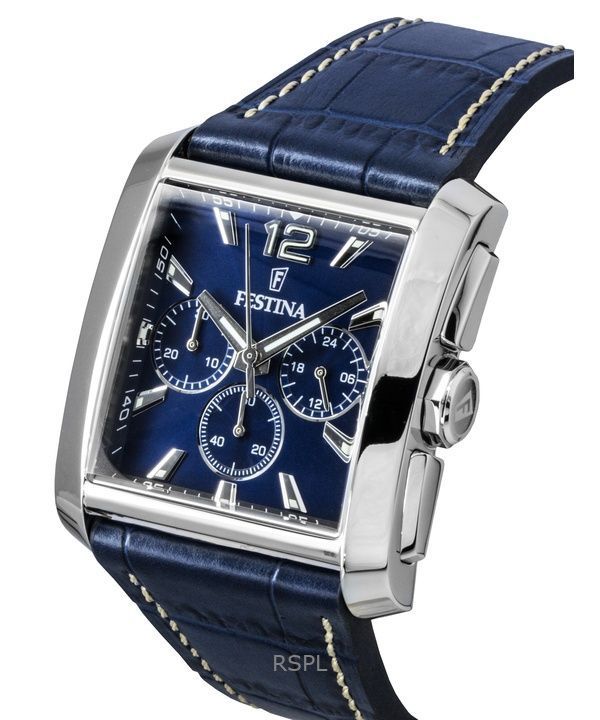 Festina Chronograph Leather Strap Blue Dial Quartz F20636-2 Men's Watch 3 Festina Chronograph Leather Strap Blue Dial Quartz F20636-2 Men's Watch