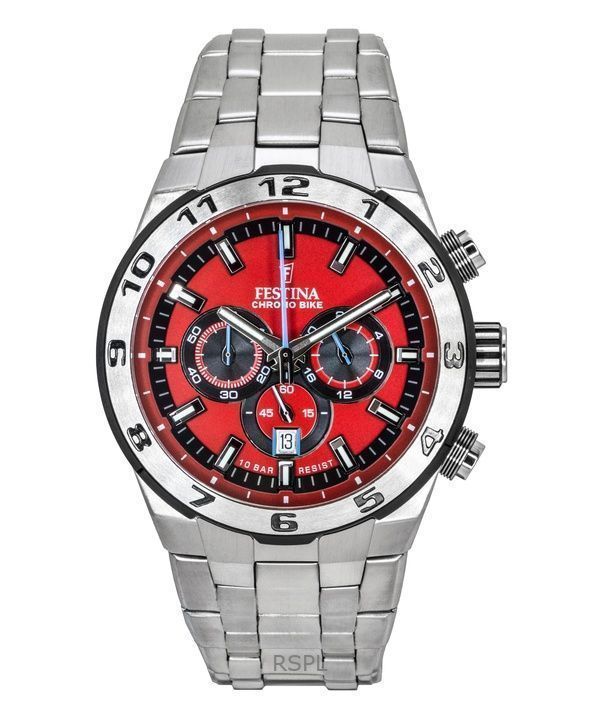 Festina Chrono Bike Chronograph Stainless Steel Red Dial Quartz F20670-5 100M Men's Watch