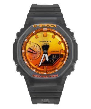 Casio G-Shock Analog Digital Resin Strap Orange Dial Quartz GA-2100FLS-8A4 200M Men's Watch