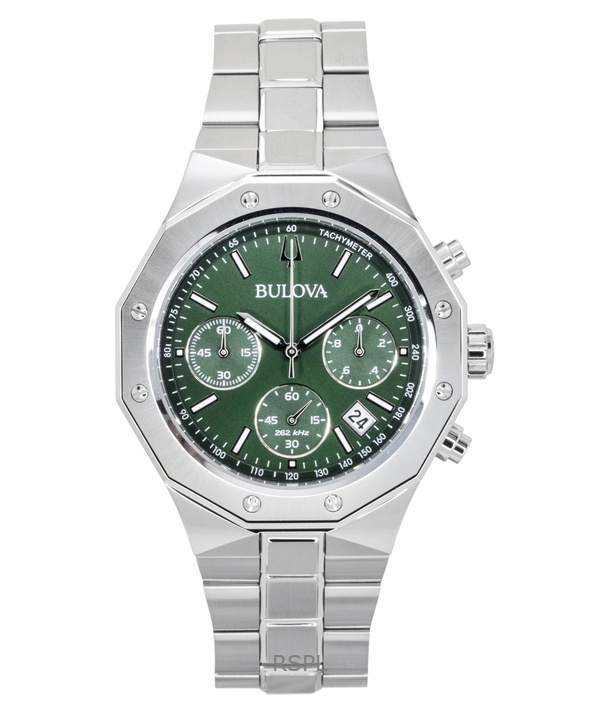 Bulova Octagon Prestige Chronograph Stainless Steel Green Dial Quartz 96B409 100M Men's Watch 1 Bulova Octagon Prestige Chronograph Stainless Steel Green Dial Quartz 96B409 100M Men's Watch