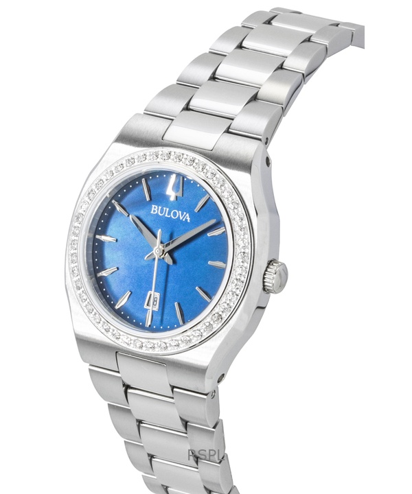 Bulova Surveyor Stainless Steel Diamond Accents Blue Mother Of Pearl Dial Quartz 96R246 Women's Watch 2 Bulova Surveyor Stainless Steel Diamond Accents Blue Mother Of Pearl Dial Quartz 96R246 Women's Watch