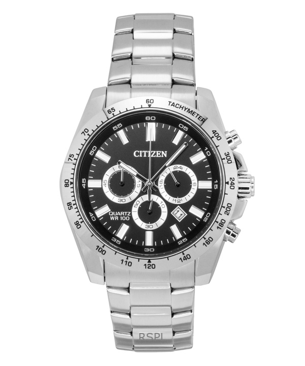 Citizen Chronograph Stainless Steel Black Dial Quartz AN8230-59E 100M Men's Watch 1 Citizen Chronograph Stainless Steel Black Dial Quartz AN8230-59E 100M Men's Watch