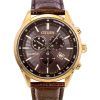 Citizen Eco-Drive Chronograph Leather Strap Brown Dial AT2573-07X 100M Men's Watch