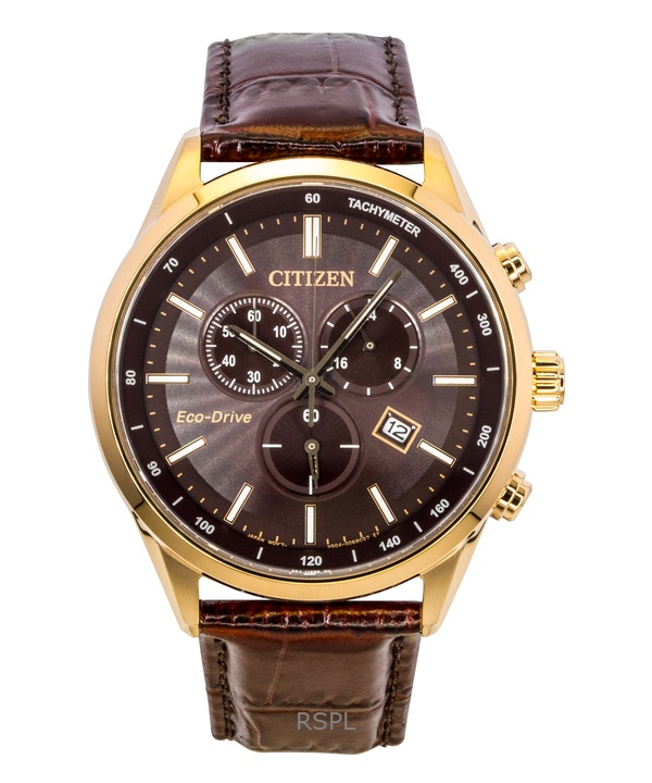 Citizen Eco-Drive Chronograph Leather Strap Brown Dial AT2573-07X 100M Men's Watch 1 Citizen Eco-Drive Chronograph Leather Strap Brown Dial AT2573-07X 100M Men's Watch